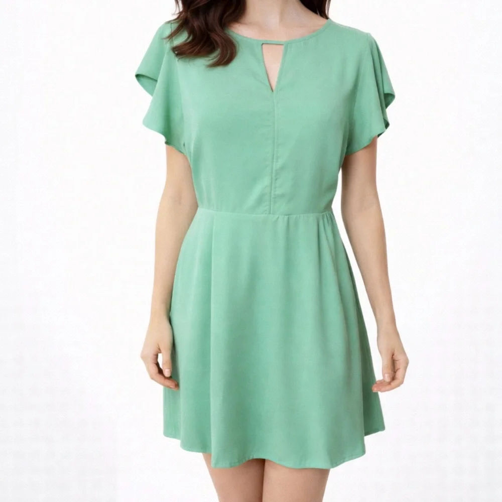 Banana Republic Dress Green 6 Small Short Sleeve  A Line NWT Washable NEW